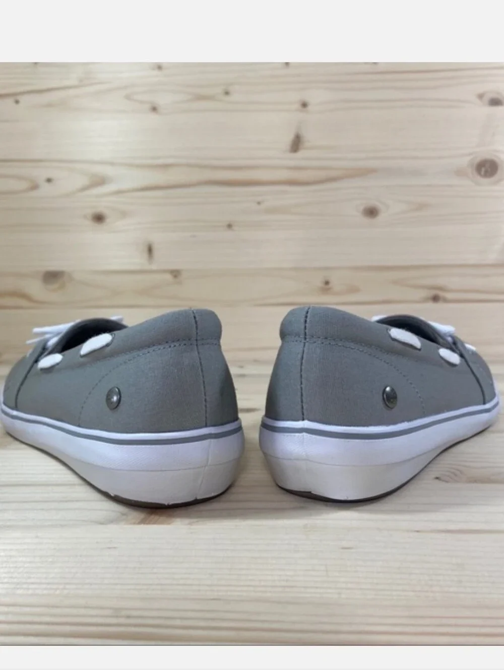 Grasshoppers Windham Stripe Slip-On Canvas Boat Shoes/Sneakers Gray/White Sz 8.5